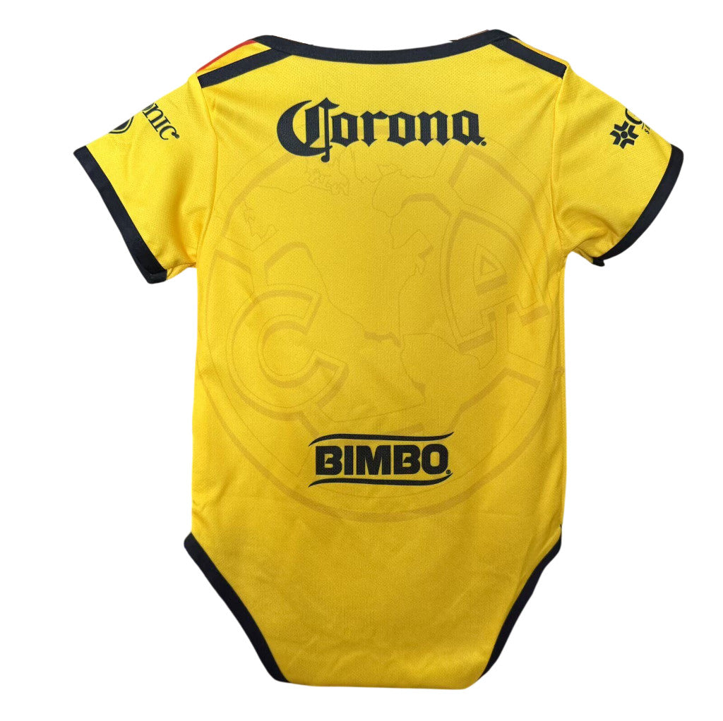 Club America 26/27 Yellow/Black and Red Stripes Home Baby Bodysuit Jersey