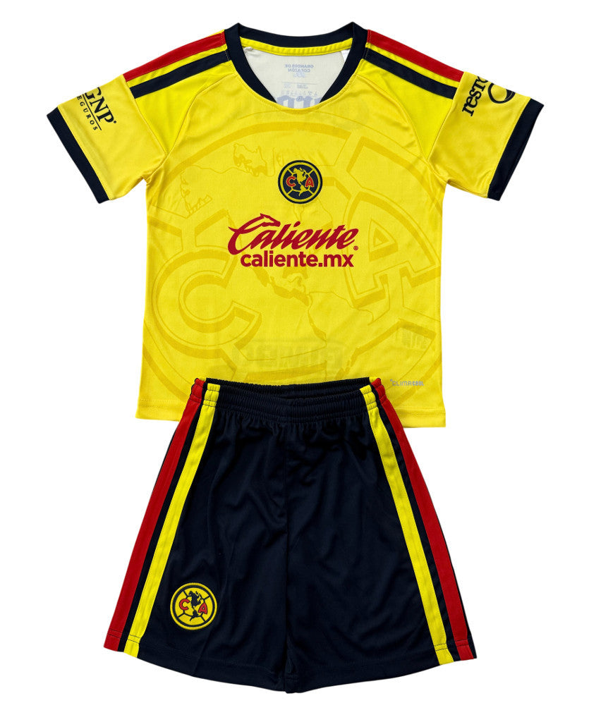 Club America 26/27 Yellow/Black and Red Stripes Home Kids Jersey Set