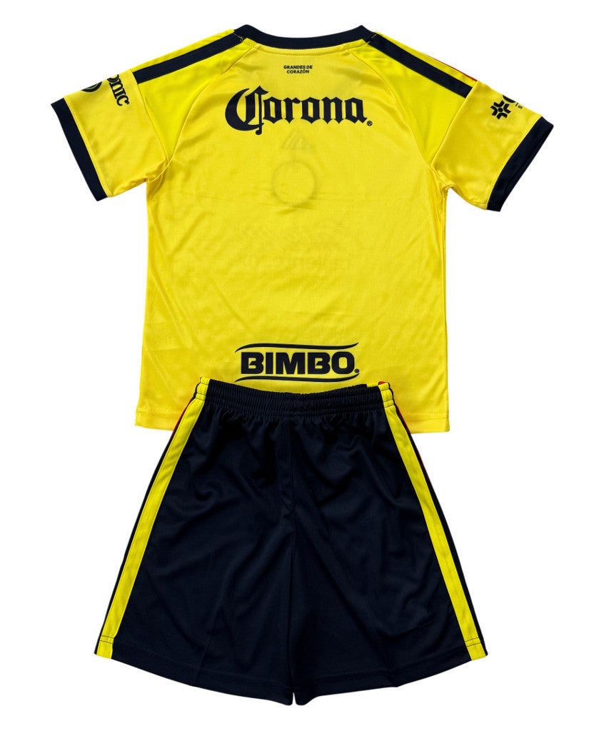 Club America 26/27 Yellow/Black and Red Stripes Home Kids Jersey Set