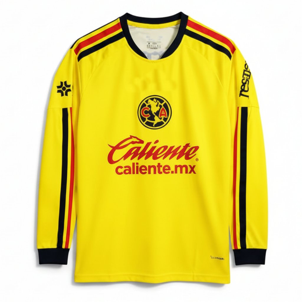 Club America 26/27 Yellow/Black and Red Stripes Home Long Sleeves Jersey
