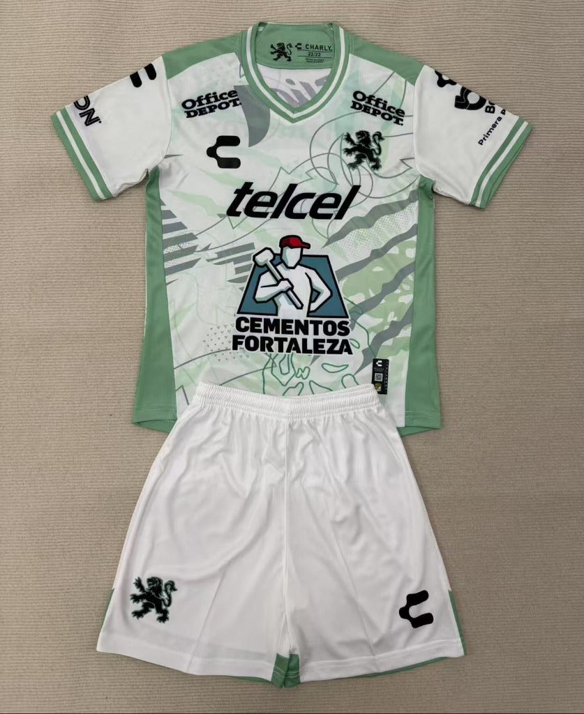 Club Leon 25/26 Light Green/White Away Kids Jersey Set