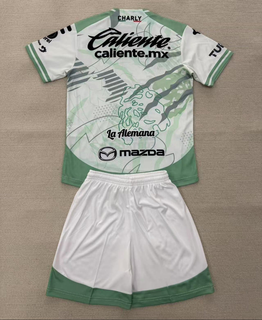 Club Leon 25/26 Light Green/White Away Kids Jersey Set