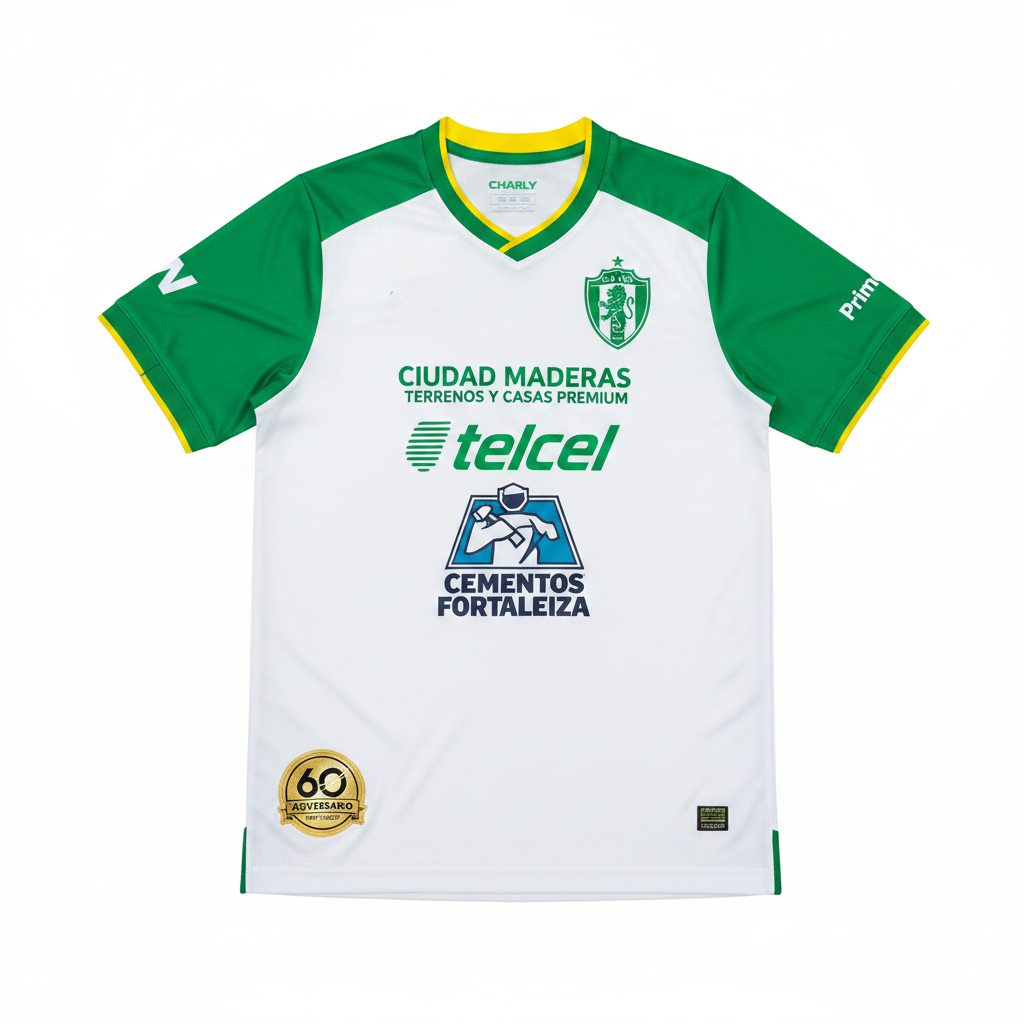 Club Leon 26/27 White/Green/Yellow Trim Away Jersey