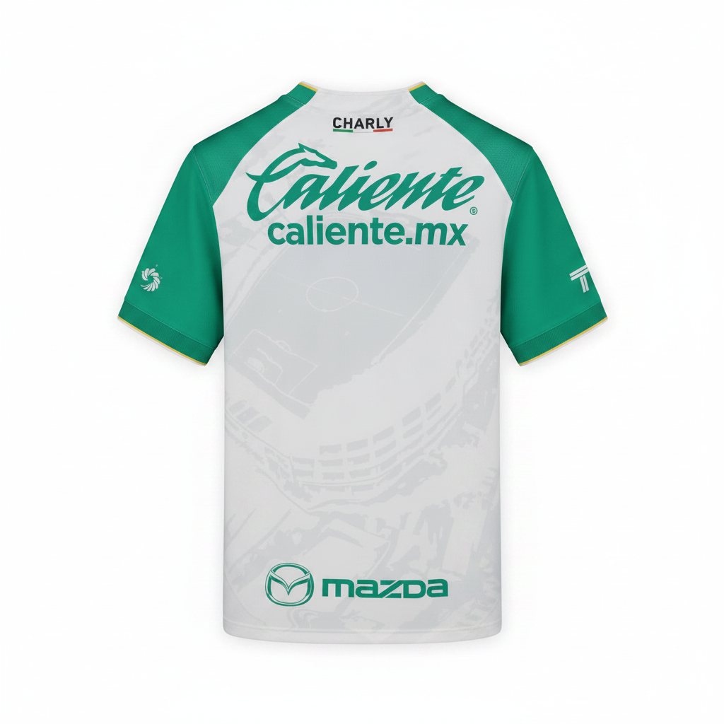 Club Leon 26/27 White/Green/Yellow Trim Away Jersey