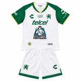 Club Leon 26/27 White/Green/Yellow Trim Away Kids Jersey Set
