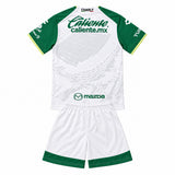 Club Leon 26/27 White/Green/Yellow Trim Away Kids Jersey Set