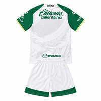Club Leon 26/27 White/Green/Yellow Trim Away Kids Jersey Set