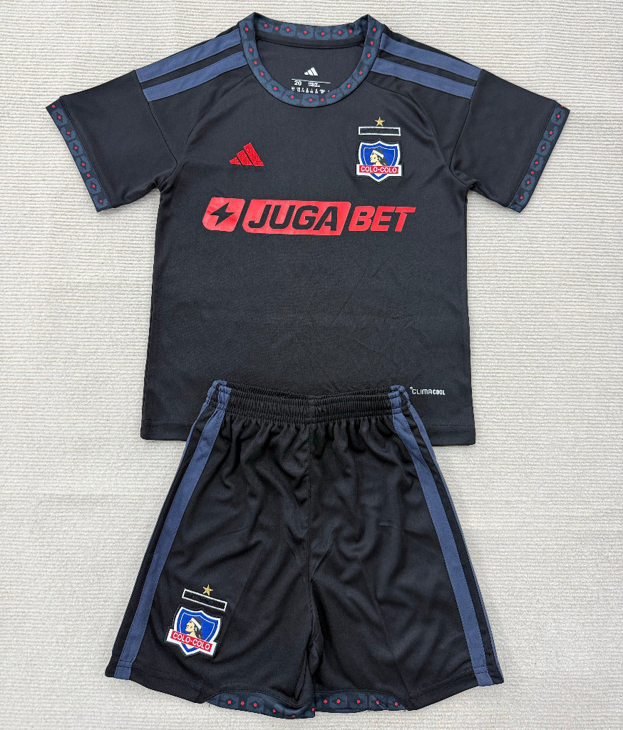 Colo-Colo 26/27 Black/Blue Away Kids Jersey Set