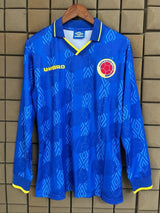 Colombia 1994 Retro Yellow/Blue Home Long Sleeve Jersey