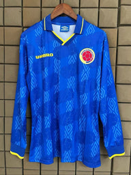 Colombia 1994 Retro Yellow/Blue Home Long Sleeve Jersey