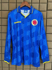 Colombia 1994 Retro Yellow/Blue Home Long Sleeve Jersey
