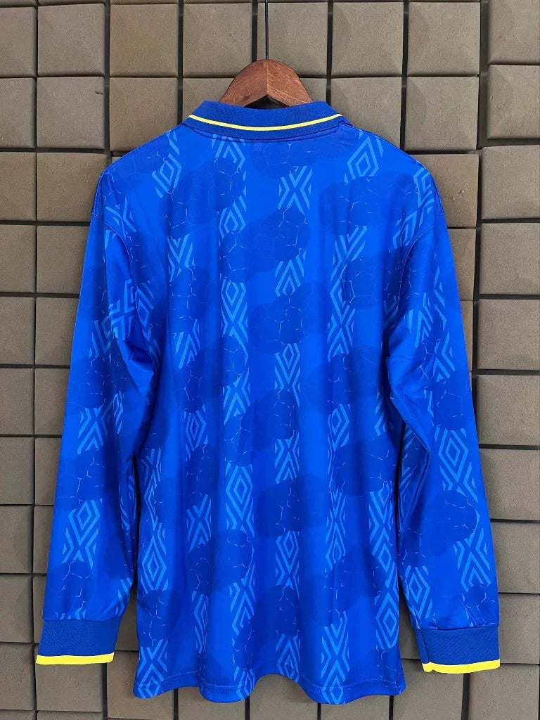 Colombia 1994 Retro Yellow/Blue Home Long Sleeve Jersey