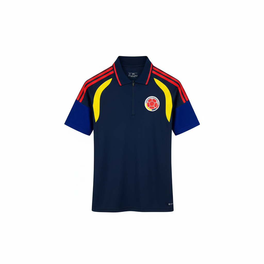 Colombia 2026 Navy/Red Stripes Training Polo Jersey