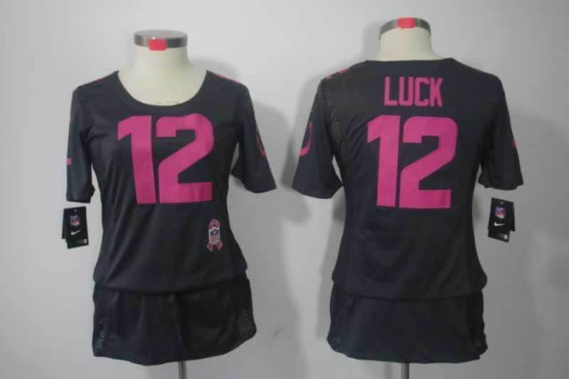 Colts 2021/22 Luck #12 Black/Pink Women NFL Jersey