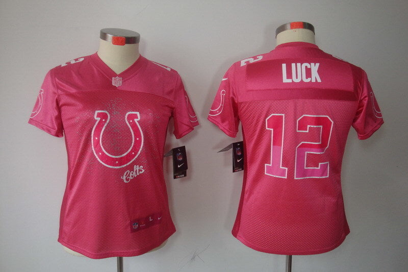 Colts 2021/22 Luck #12 Hot Pink/White Women NFL Jersey