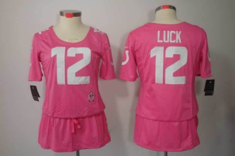 Colts 2021/22 Luck #12 Pink/White Women NFL Jersey