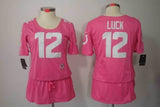 Colts 2021/22 Luck #12 Pink/White Women NFL Jersey