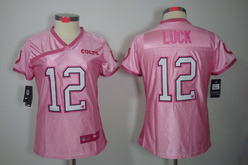 Colts 2021/22 Luck #12 Rose Pink/White Women NFL Jersey