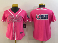 Colts 2021/22 Pink/White Women NFL Baseball Style Jersey