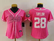 Colts 2023/24 Taylor #28 Pink/White Women NFL Baseball Style Jersey