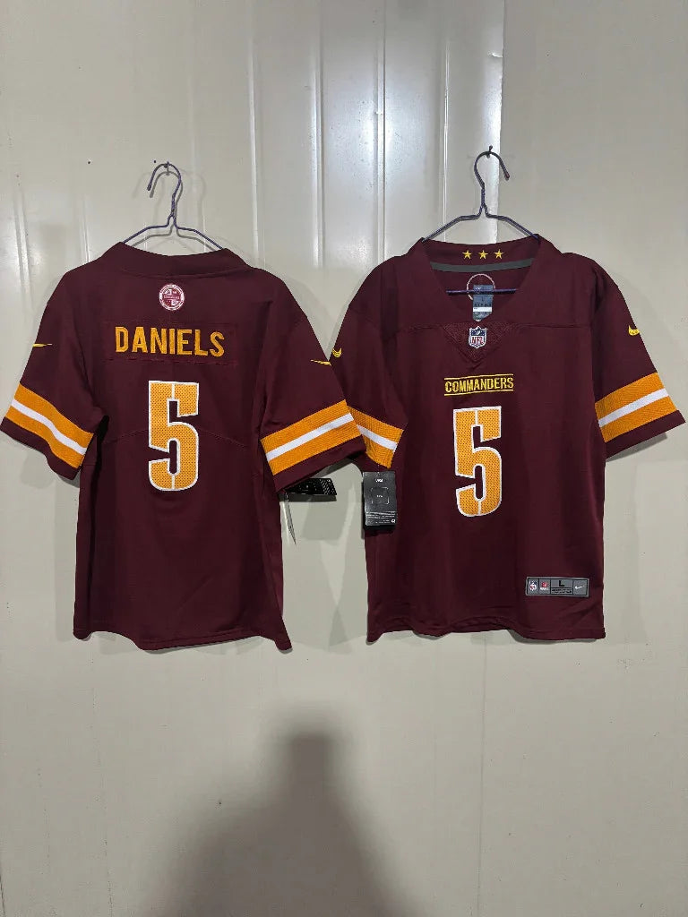 Commanders 25/26 Daniels #5 Burgundy Game Kids Jersey