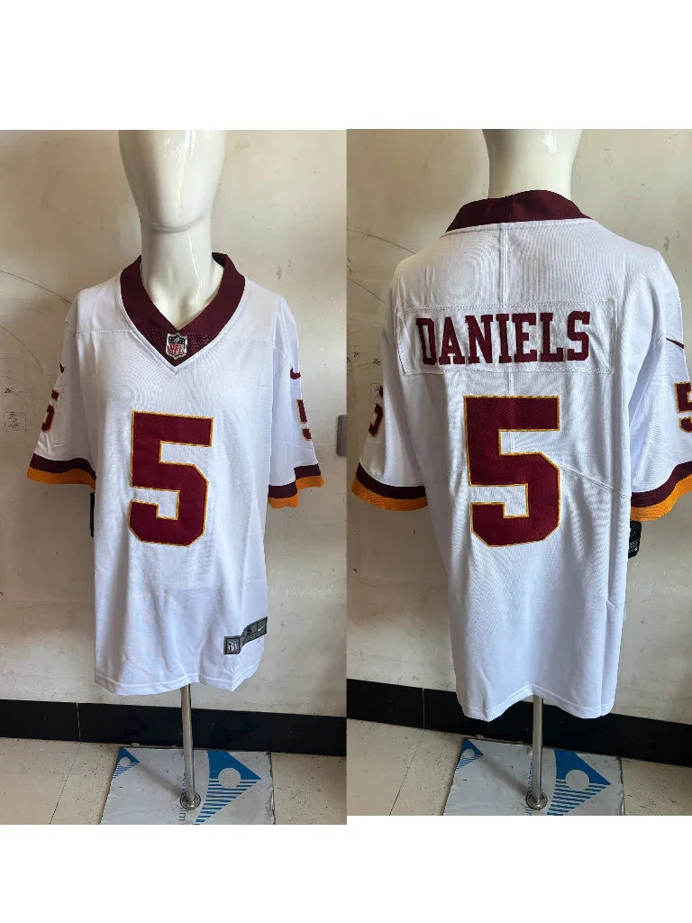 Commanders 25/26 Daniels #5 White/Black NFL Jersey