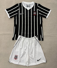 Corinthians 26/27 Black/White Stripes Away Kids Jersey Set