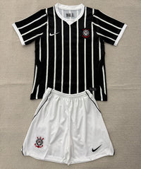 Corinthians 26/27 Black/White Stripes Away Kids Jersey Set