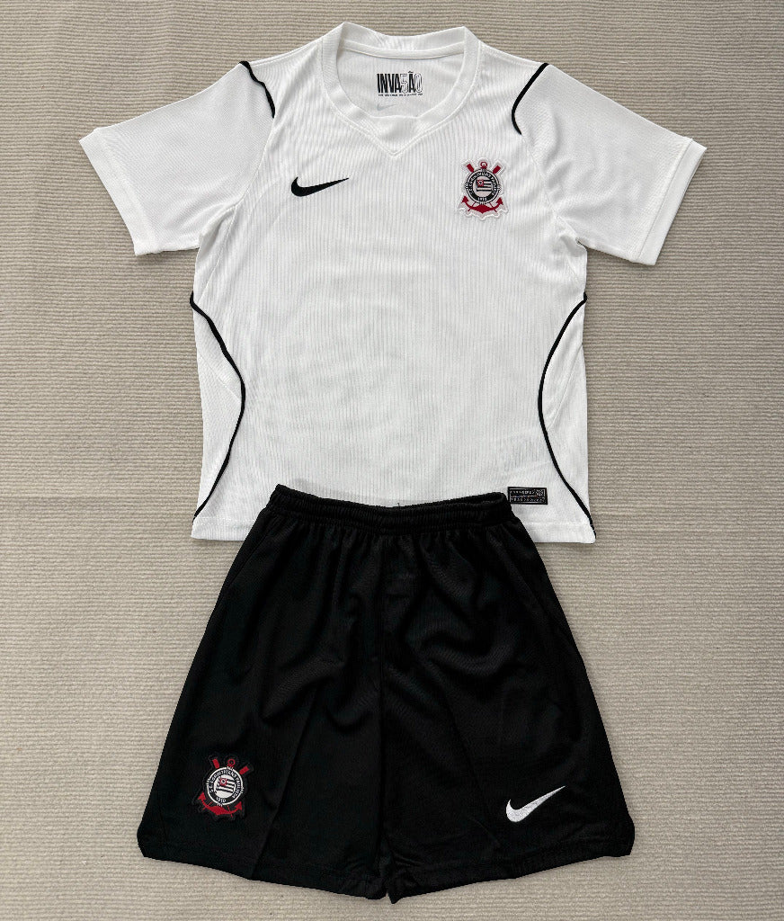 Corinthians 26/27 White/Black Home Kids Jersey Set