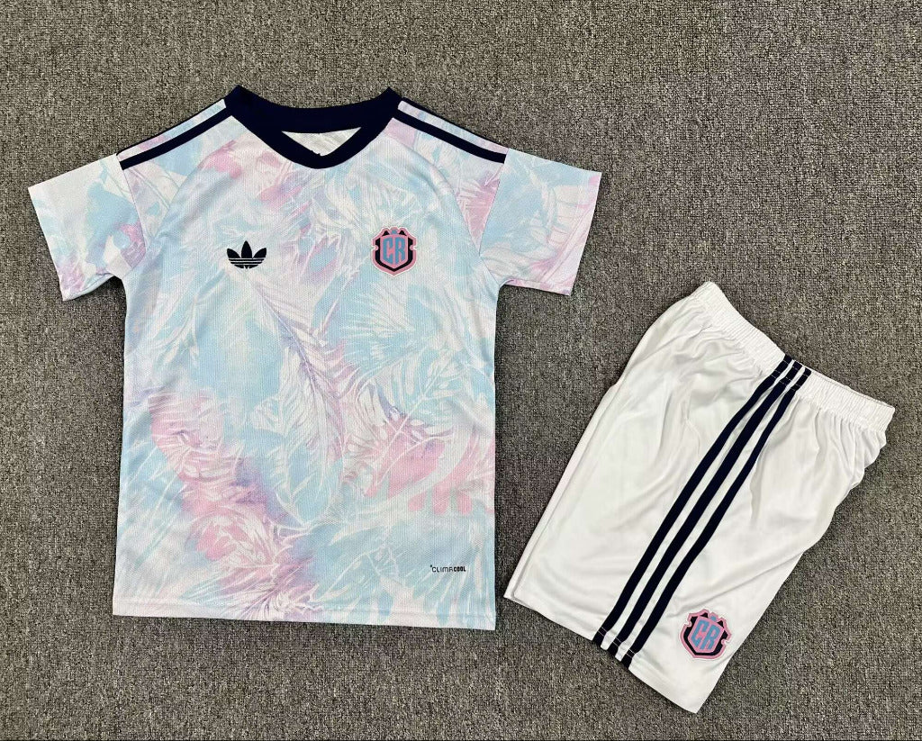 Costa Rica 2026 Light Blue/Pink Away Kids Jersey Set
