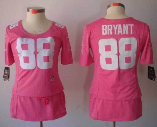 Cowboys 2021/22 Bryant #88 Pink/White Women NFL Baseball Style Jersey