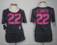 Cowboys 2021/22 E.Smith #22 Black/Pink Women NFL Baseball Style Jersey