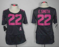 Cowboys 2021/22 E.Smith #22 Black/Pink Women NFL Baseball Style Jersey