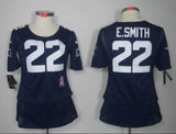 Cowboys 2021/22 E.Smith #22 Navy/White Women NFL Baseball Style Jersey