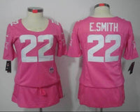 Cowboys 2021/22 E.Smith #22 Pink/White Women NFL Baseball Style Jersey