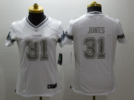 Cowboys 2021/22 Jones #31 White/Gray Women NFL Jersey