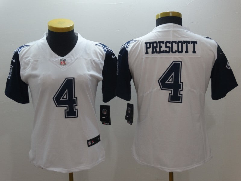 Cowboys 2021/22 Prescott #4 White/Navy Women NFL Jersey