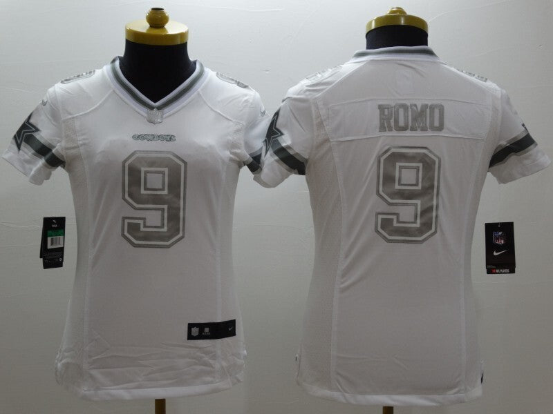 Cowboys 2021/22 Romo #9 White/Gray Women NFL Jersey