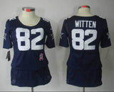 Cowboys 2021/22 Witten #82 Navy/White Women NFL Baseball Style Jersey