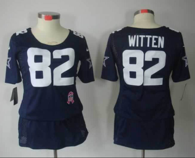 Cowboys 2021/22 Witten #82 Navy/White Women NFL Baseball Style Jersey