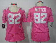 Cowboys 2021/22 Witten #82 Pink/White Women NFL Baseball Style Jersey