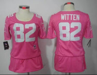 Cowboys 2021/22 Witten #82 Pink/White Women NFL Baseball Style Jersey