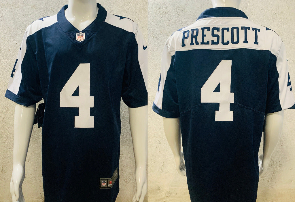 Cowboys 2022/23 Prescott #4 Navy/White NFL Game Jersey