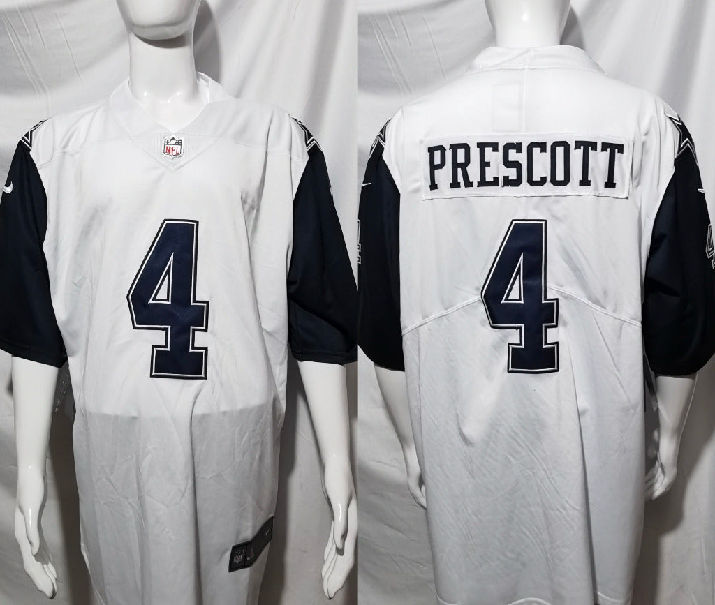 Cowboys 2022/23 Prescott #4 White/Navy NFL Game Jersey