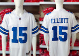 Cowboys 2023/24 Elliott #15 White NFL Game Jersey