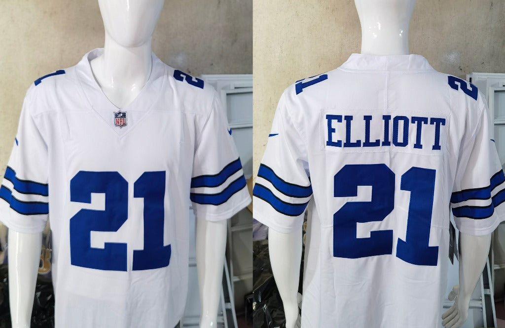 Cowboys 2023/24 Elliott #21 White NFL Game Jersey