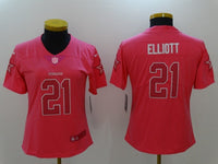 Cowboys 24/25 Elliott #21 Pink/White Women NFL Jersey