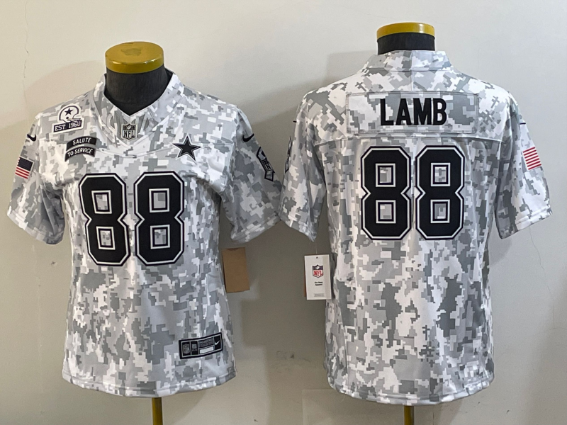 Cowboys 24/25 Lamb #88 Arctic Camo Women NFL Jersey