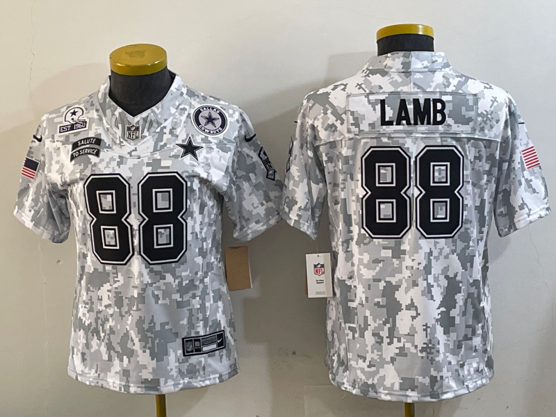 Cowboys 24/25 Lamb #88 Arctic Camo Women NFL Jersey