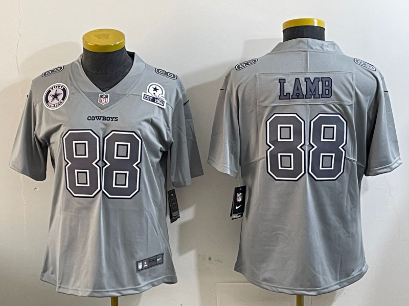 Cowboys 24/25 Lamb #88 Gray Women NFL Jersey